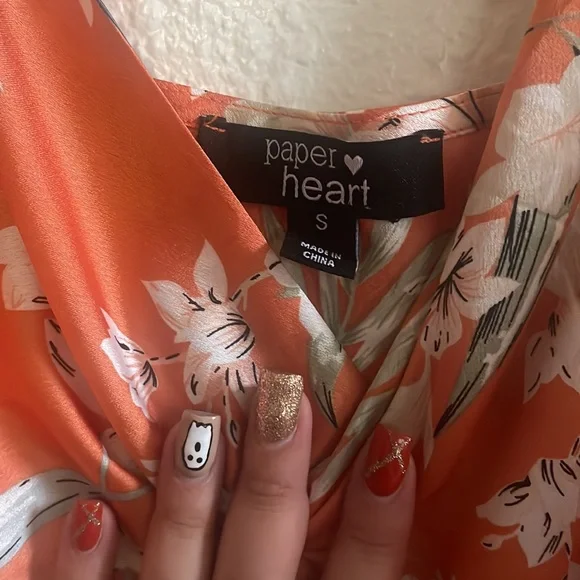 Rust Orange Tropical Flower Dress - Picture 5 of 5